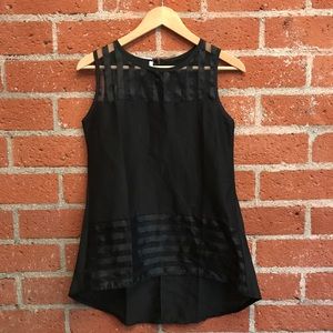 Women's sleeveless sheer stripe yoke blouse